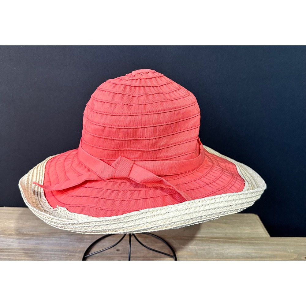 San Diego Hat Company Sun Hat Wide Brim Ribbon Women OS Coral Pink Excellent
